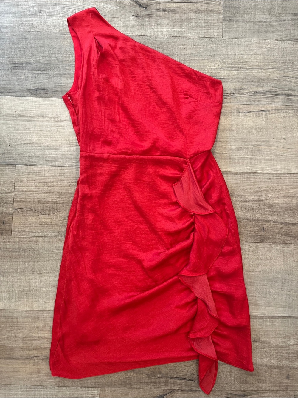 Dam Edelman Red One-Shoulder Ruffle Dress Size 6